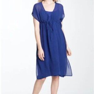 Sheer China Silk Georgette Dress Sapphire Blue Size PP